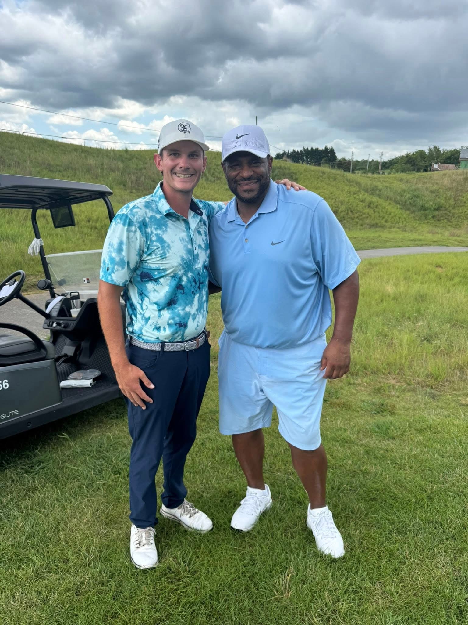 James Kasza with NFL Hall of Famer Jerome Bettis on the golf course